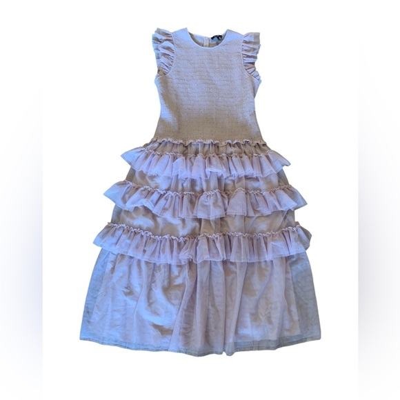 ME + EM Women's Ethereal Tulle Shirred Maxi Dress pink Glinda US Size 10 - Picture 8 of 11